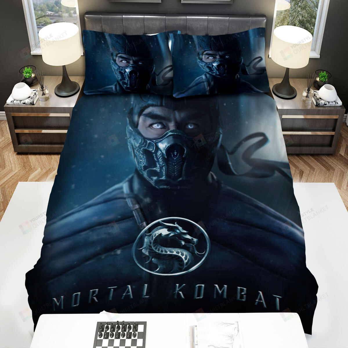 Mortal Kombat (2021) Movie Sub Zero Illustration Bed Sheets Spread Comforter Duvet Cover Bedding Sets
