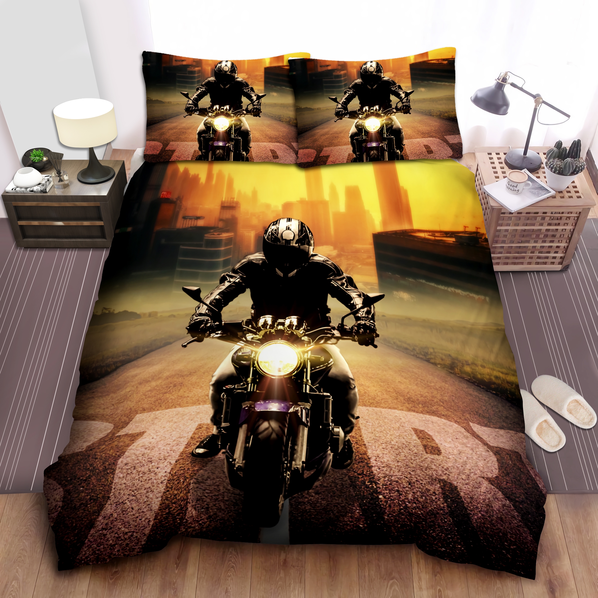 Motorcycle Road Cotton Bed Sheets Spread Comforter Duvet Cover Bedding Sets