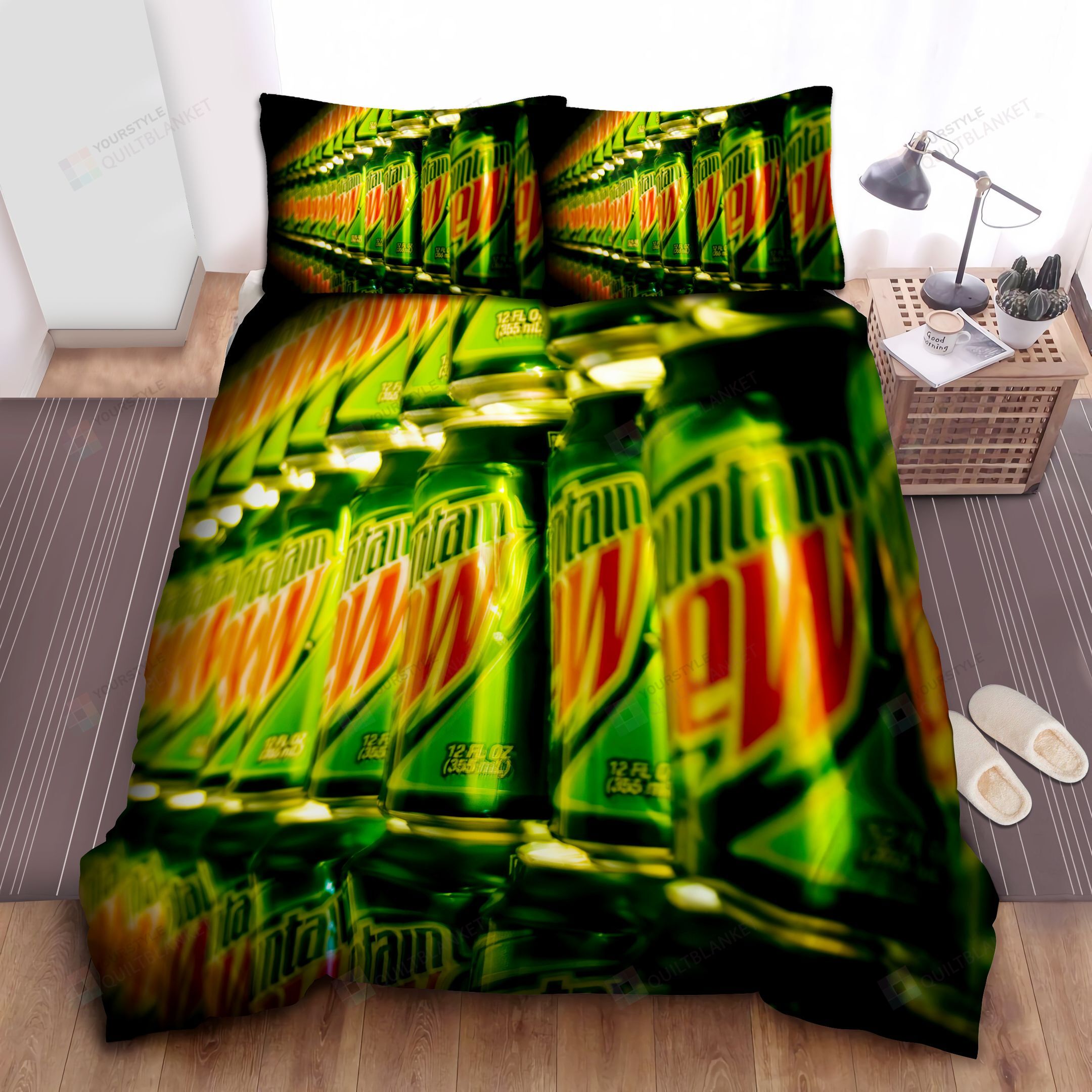 Mountain Dew Cans Bed Sheets Spread Comforter Duvet Cover Bedding Sets