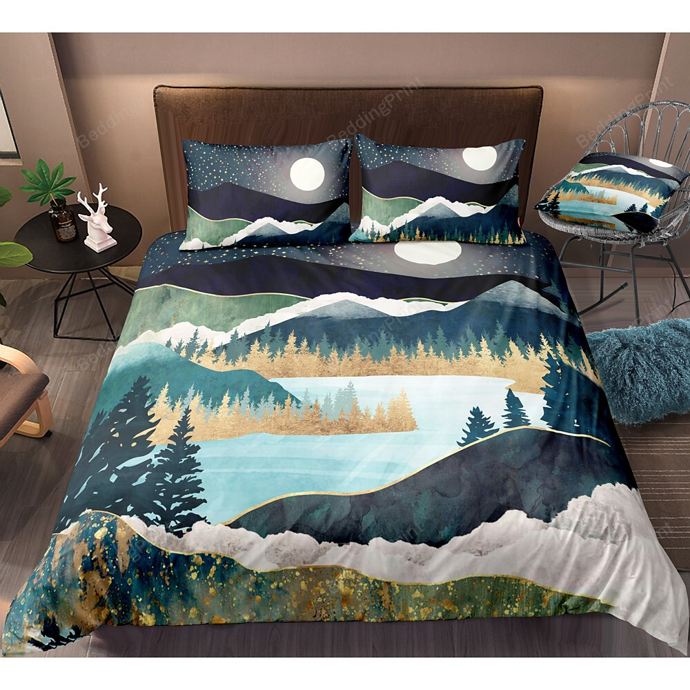 Mountain Landscape Bedding Set Bed Sheets Spread Duvet Cover Bedding Sets