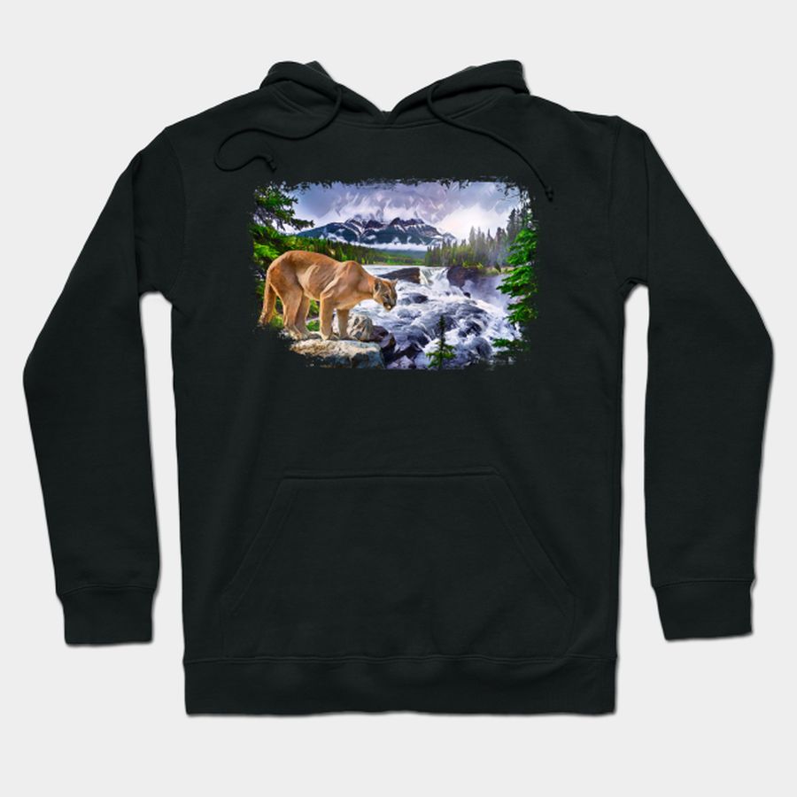 Mountain Lion At The Falls T Shirt, Hoodie, Sweatshirt, Long Sleeve