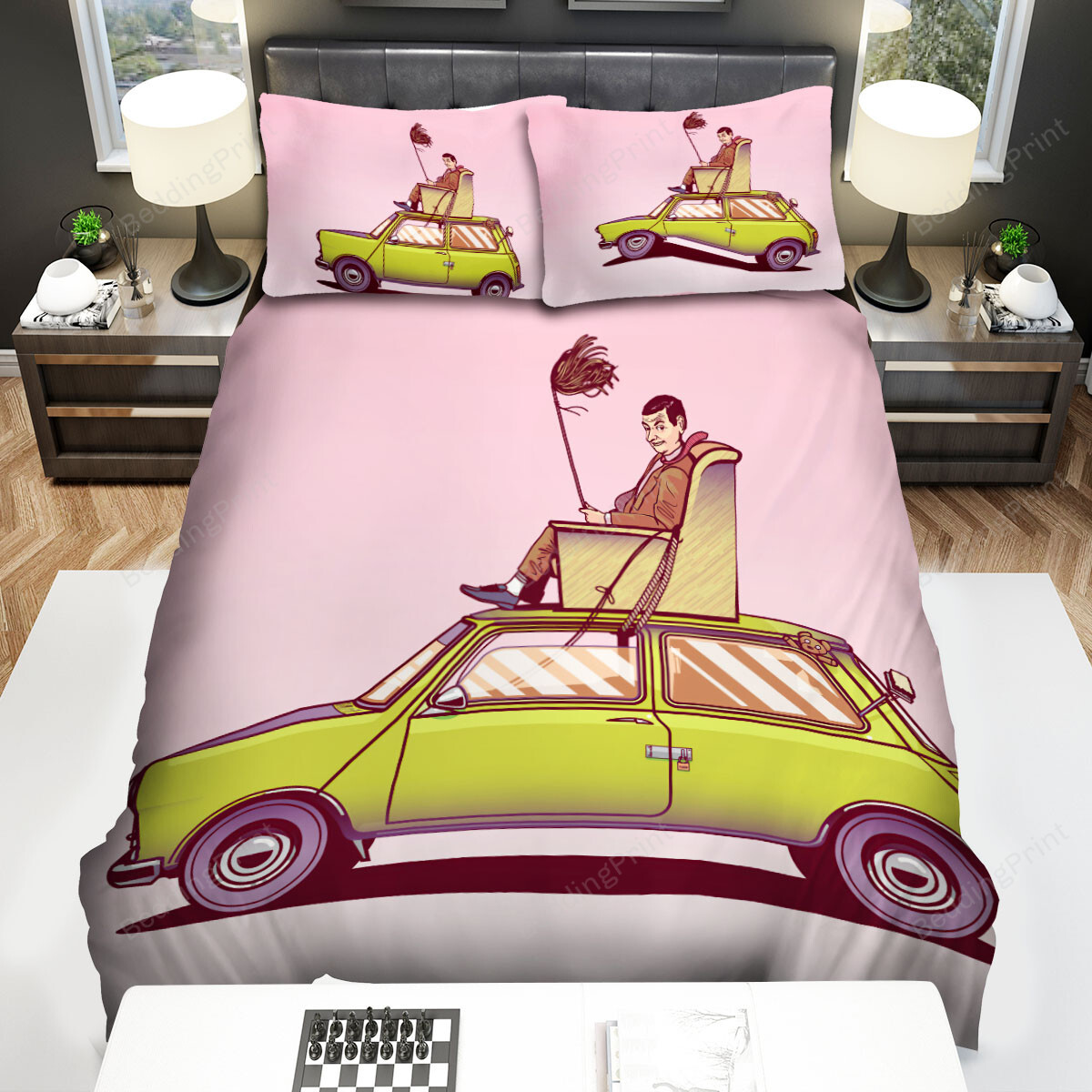 Mr. Bean Funny Driving Illustration Bed Sheets Spread Duvet Cover Bedding Sets