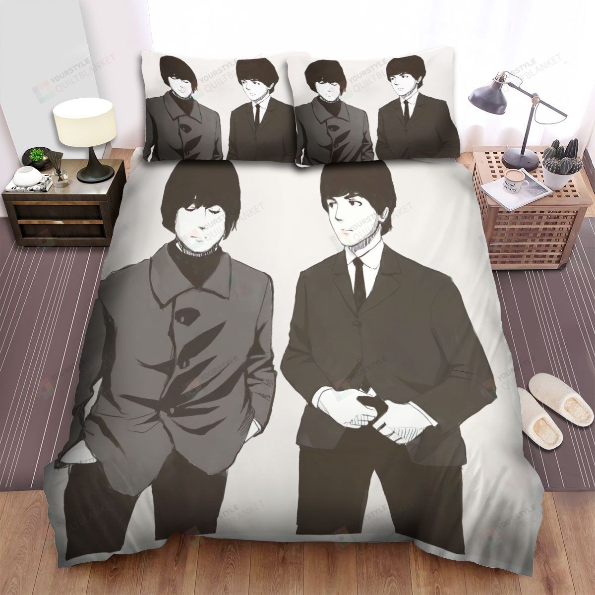 Music, John Lennon, Closing Eyes Anime Bed Sheets Spread Duvet Cover Bedding Sets