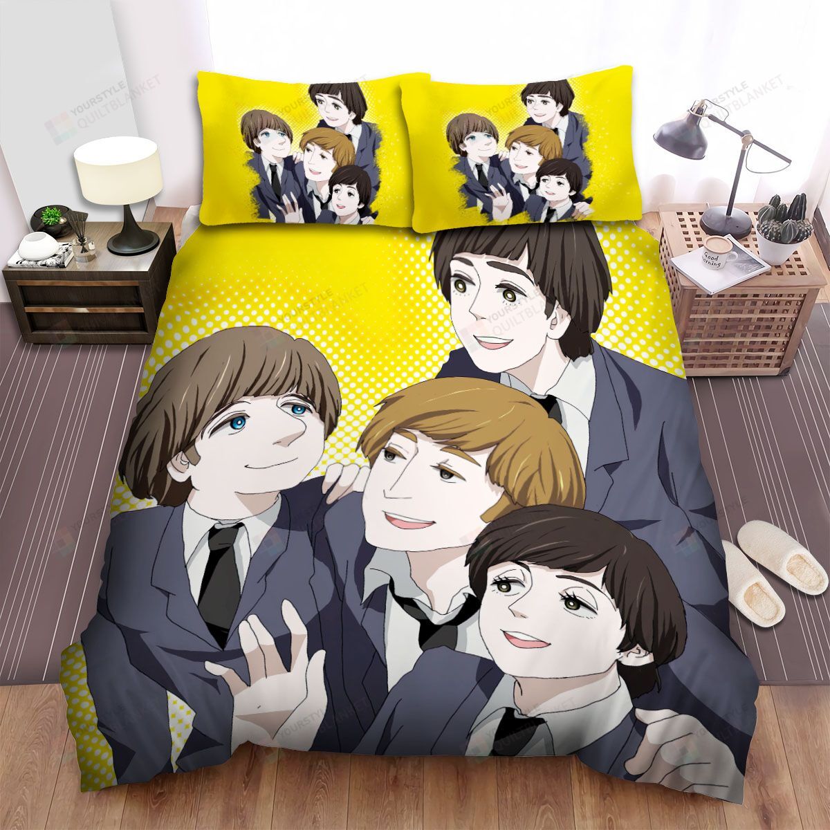 Music, John Lennon, In The Middle Anime Bed Sheets Spread Duvet Cover Bedding Sets