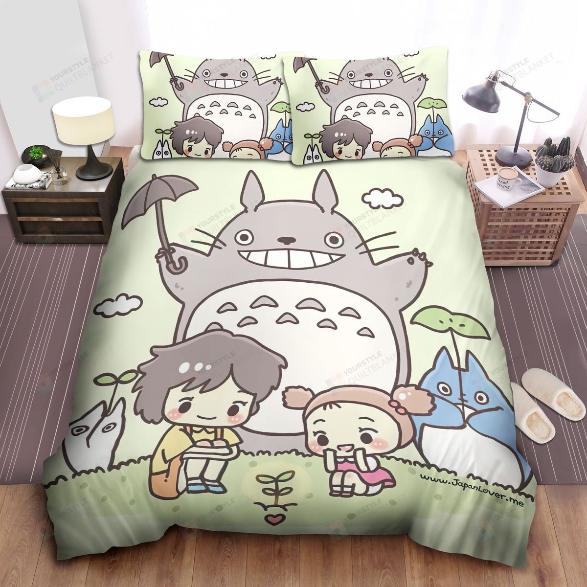 My Neighbor Totoro Characters In Adorable Chibi Drawing Bed Sheets Spread Comforter Duvet Cover Bedding Sets