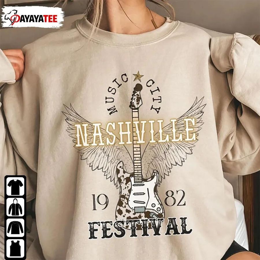 Nashville Music City Shirt Tennessee Music Country Guitar Unisex Gift