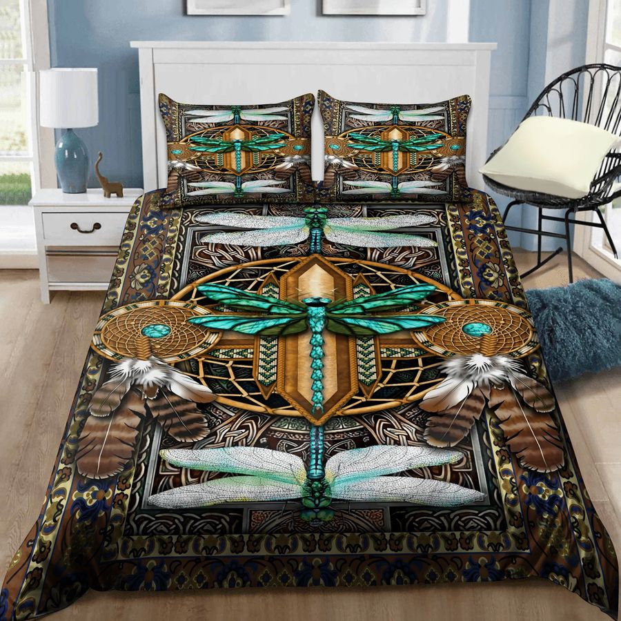Native American Dreamcatcher Dragonfly Themed Quilt Bedding Set