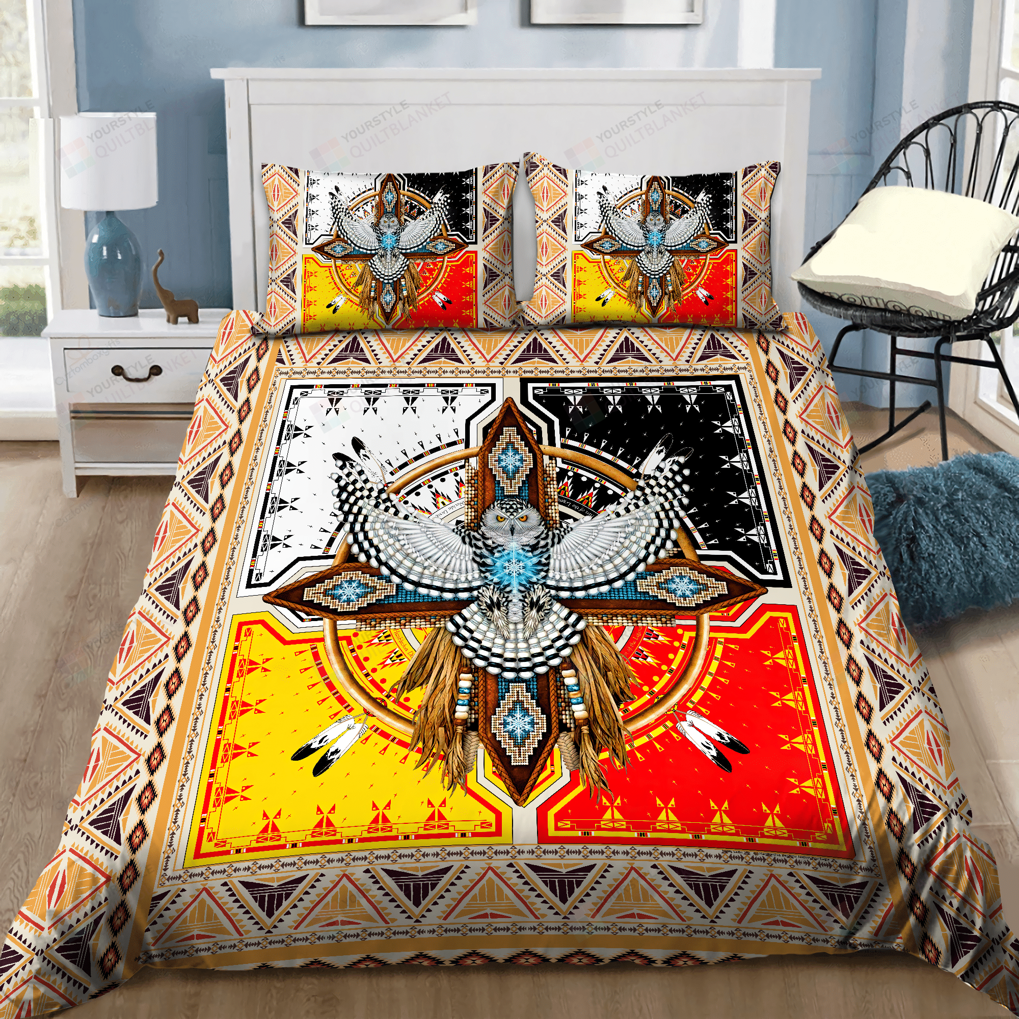 Native American Eagle Bed Sheets Spread Comforter Duvet Cover Bedding Sets.png