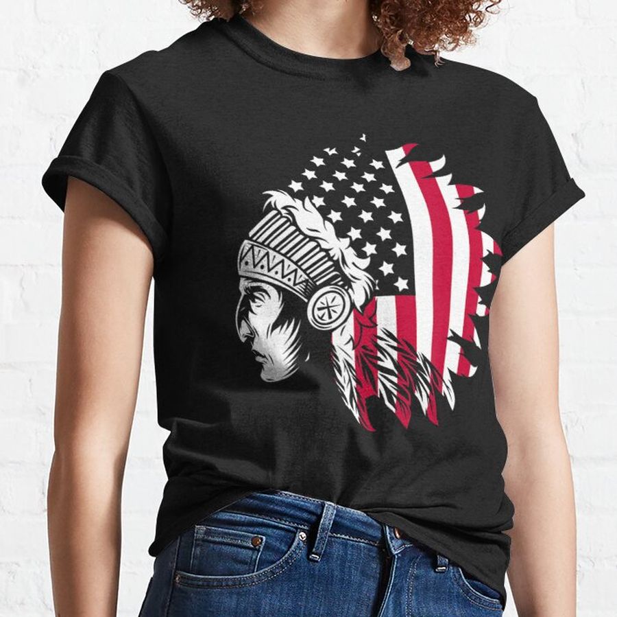 Native American Indian Usa America Indigenous Headdress Classic T-Shirt