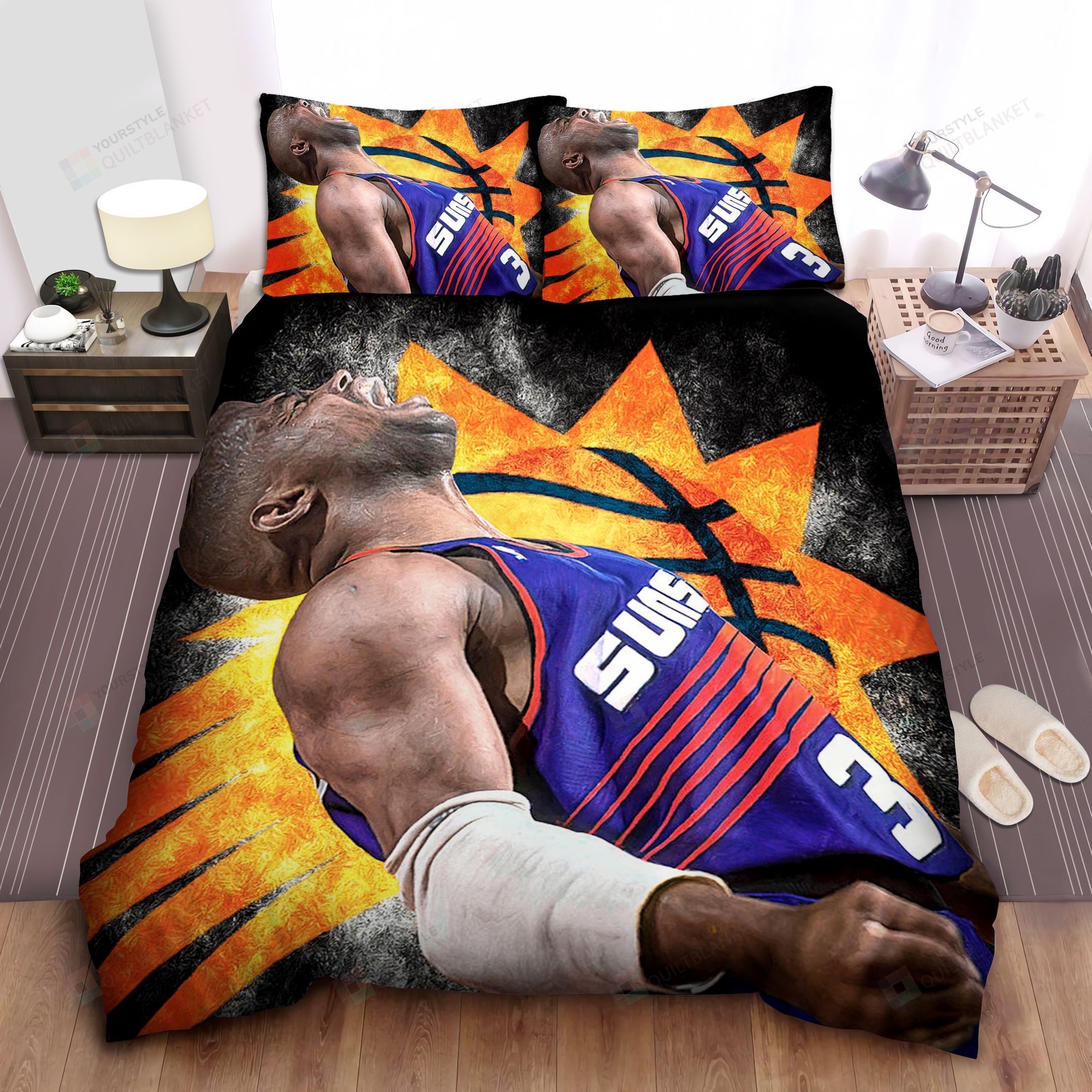 Nba Legend Charles Barkley Celebrating In Basketball Theme Bed Sheet Spread Comforter Duvet Cover Bedding Sets
