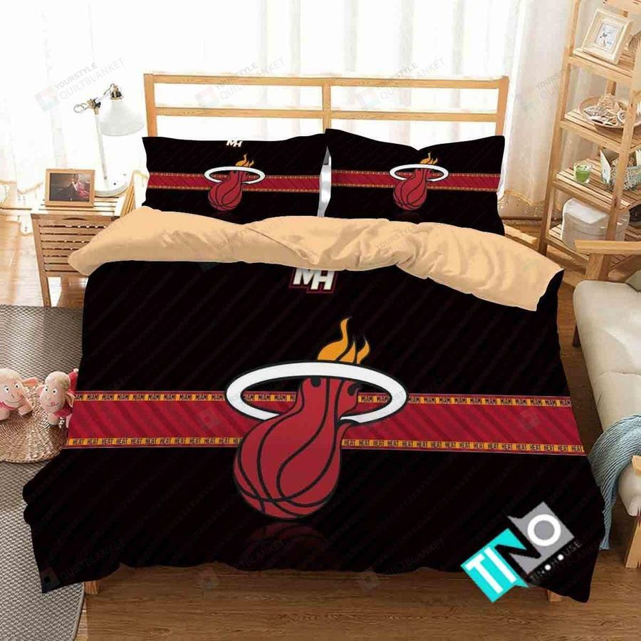 Nba Miami Heat Logo 3d Printed Bedding Set (Duvet Cover & Pillow Cases)