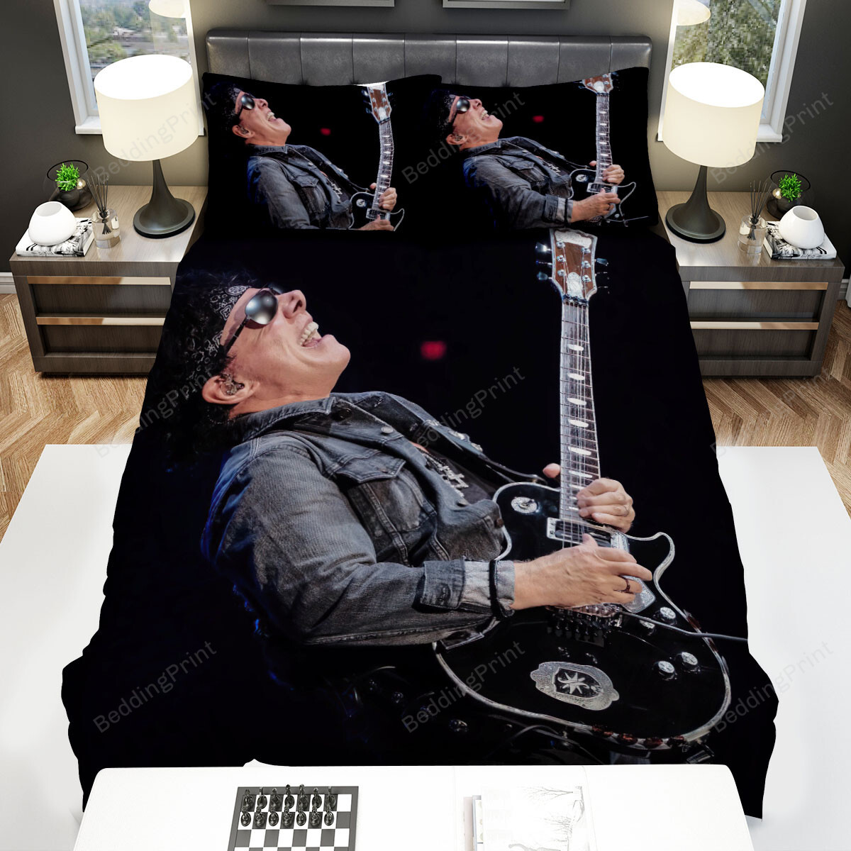 Neal Schon Rock Guitarist Bed Sheets Spread Comforter Duvet Cover Bedding Sets