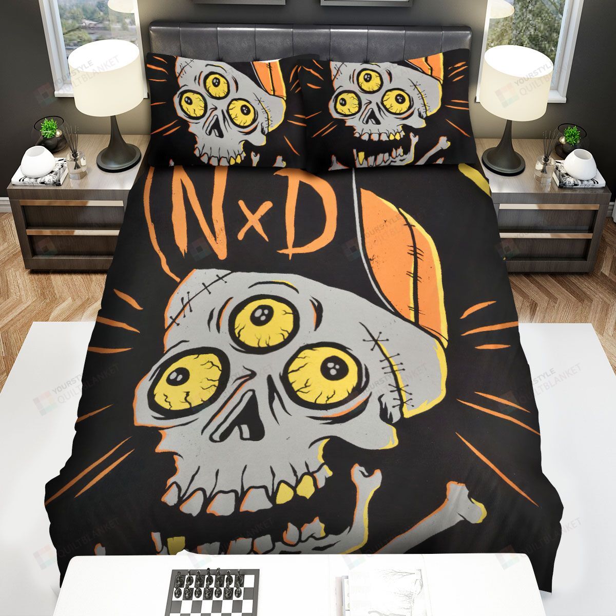 Neck Deep Three Eyes Skull Bed Sheets Spread Comforter Duvet Cover Bedding Sets