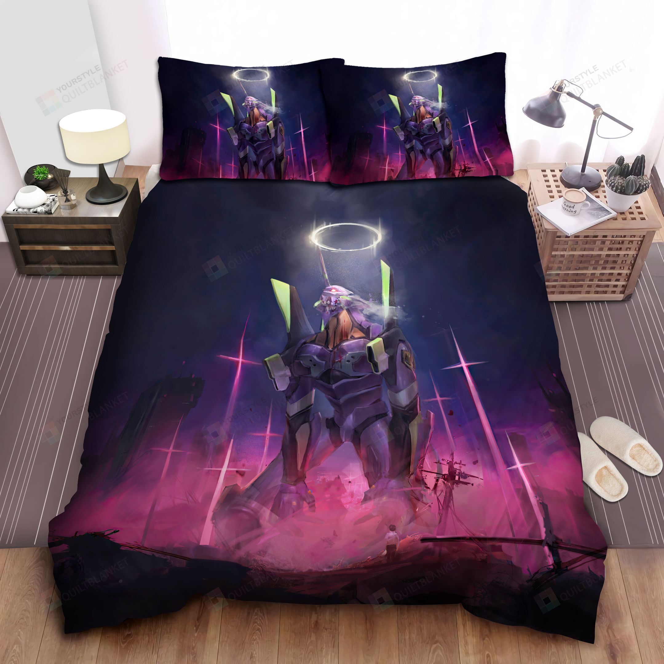Neon Genesis Evangelion Mecha Evangelion In Battle Digital Art Bed Sheets Spread Comforter Duvet Cover Bedding Sets