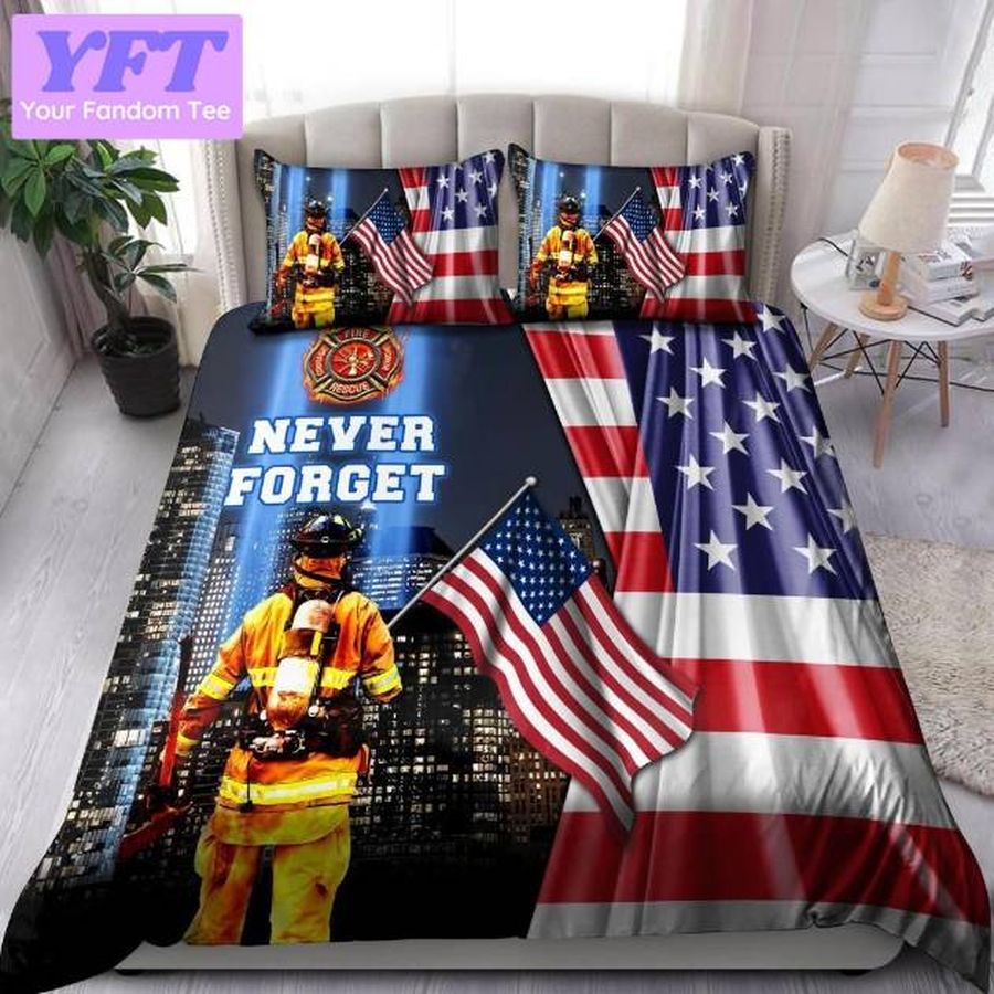 Never Forget Firefighter 3D Bedding Set