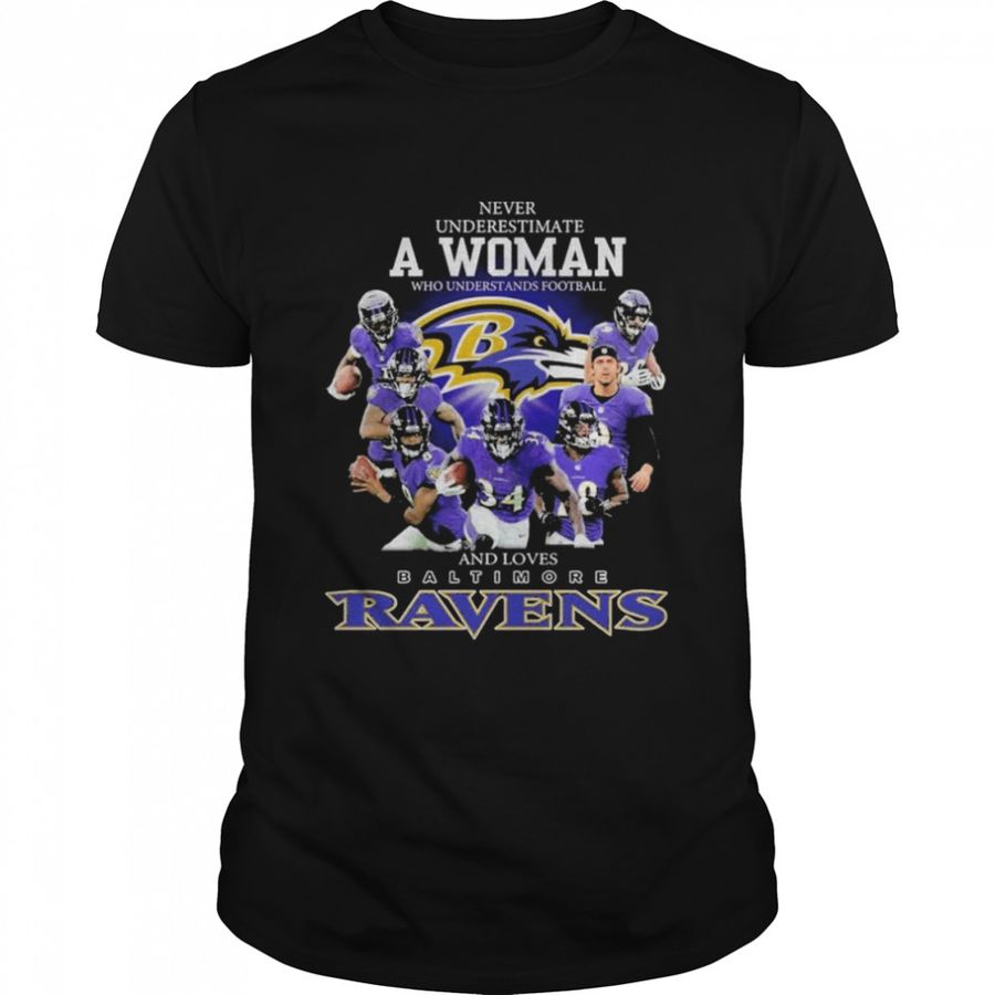 Never Underestimate A Woman Who Understands Football And Loves Baltimore Ravens Signature Shirt