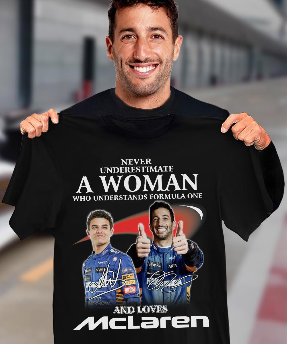 Never Underestimate A Woman Who Understands Formula One And Loves Mclaren Shirt