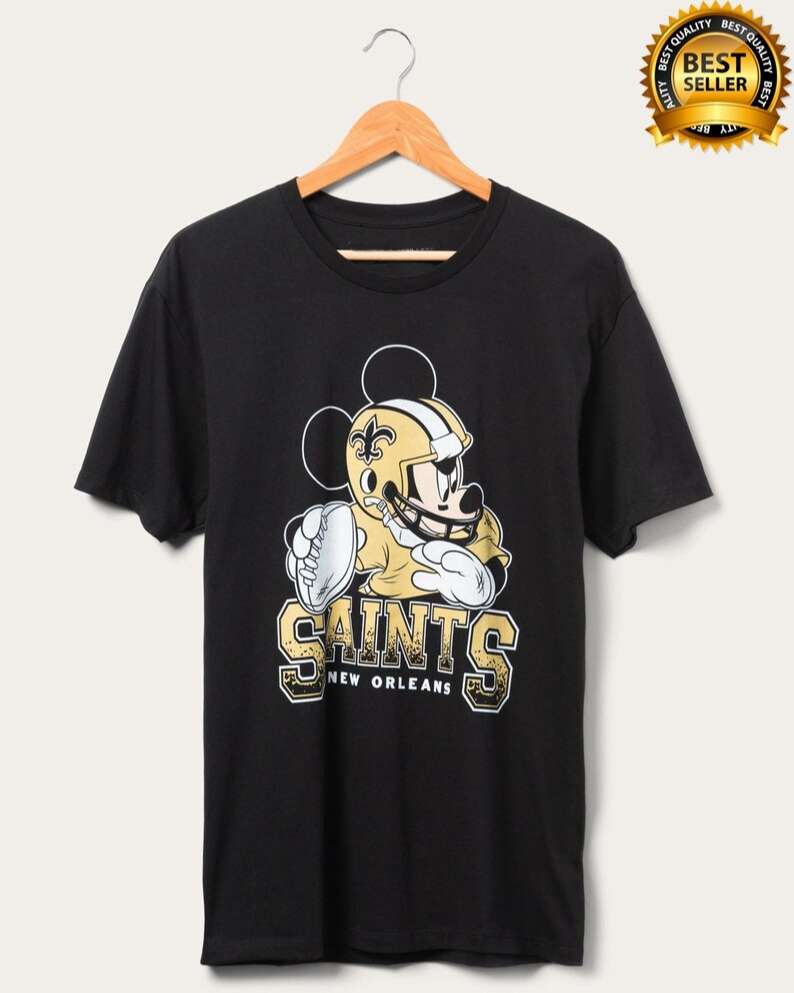 New Orleans Saints Mickey Mouse Black Shirt