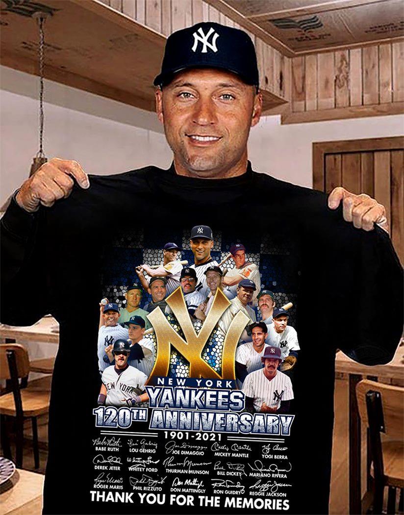 New York Yankees 120th Anniversary Signature And Thank You For The Memories Shirt
