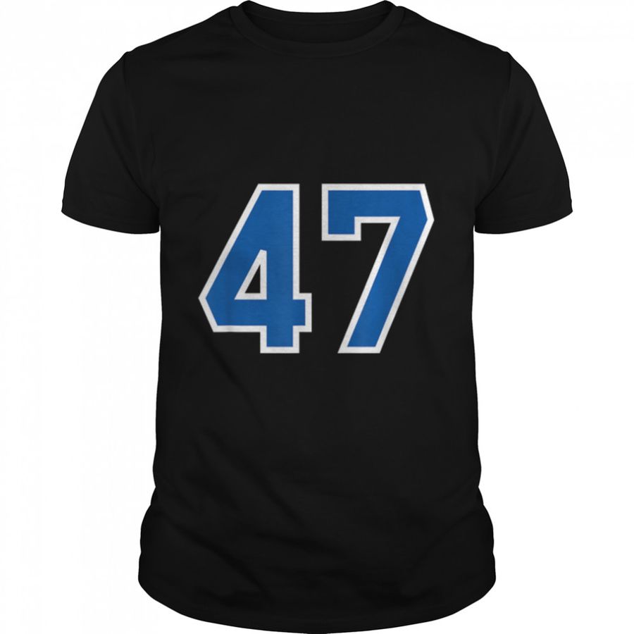Number #47 Sports Jersey Birthday Age Lucky No. Blue White T Shirt B09K4FHZZW