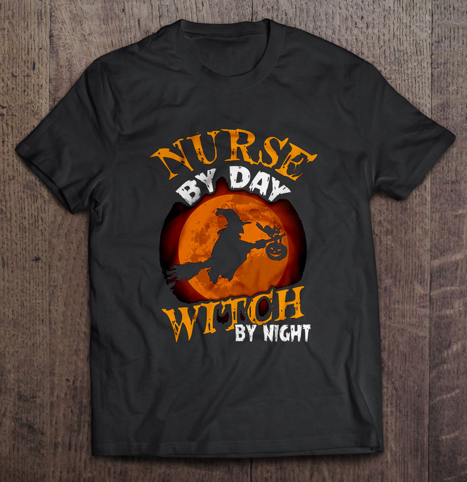 Nurse By Day Witch By Night – Halloween Moon V-Neck T-Shirt