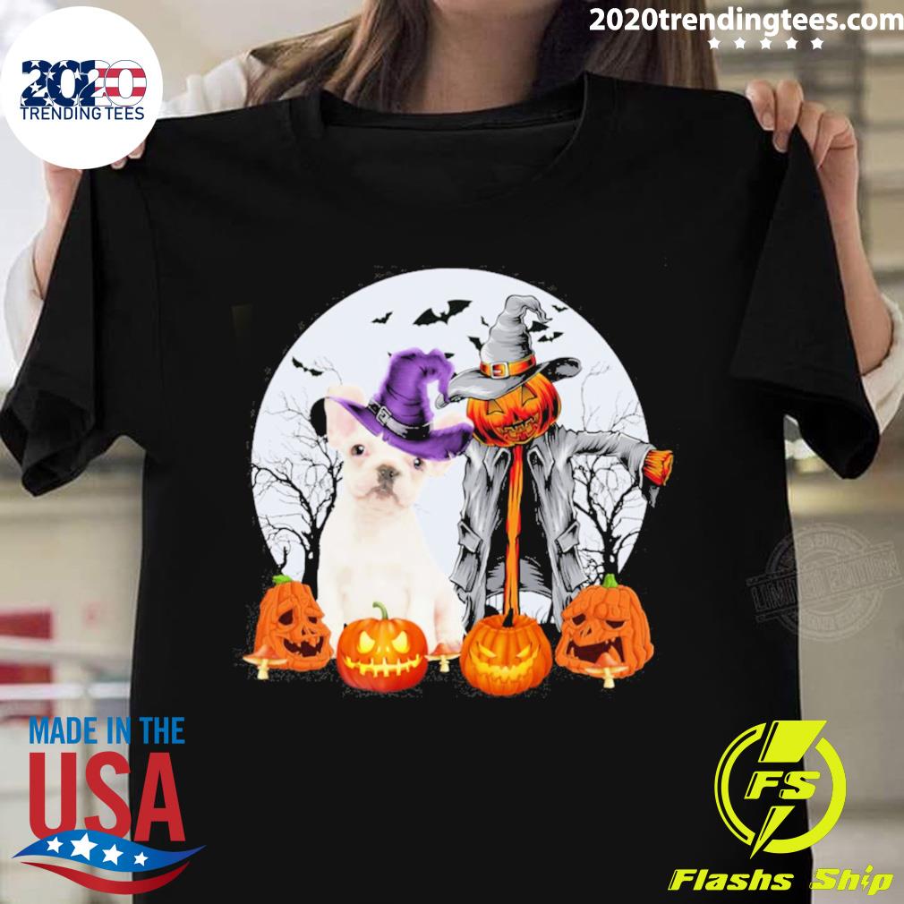 Official halloween Scarecrow White French Bulldog T-shirt