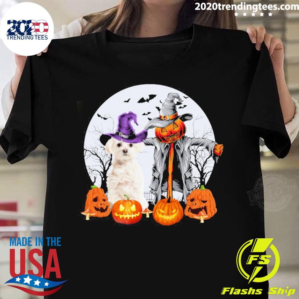Official halloween Scarecrow White Maltese T-shirt