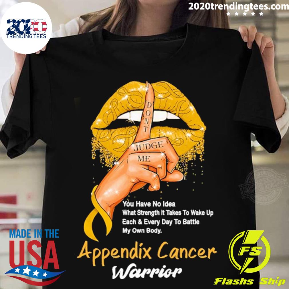 Official lips Ribbon Don't Judge Me Appendix Cancer T-shirt