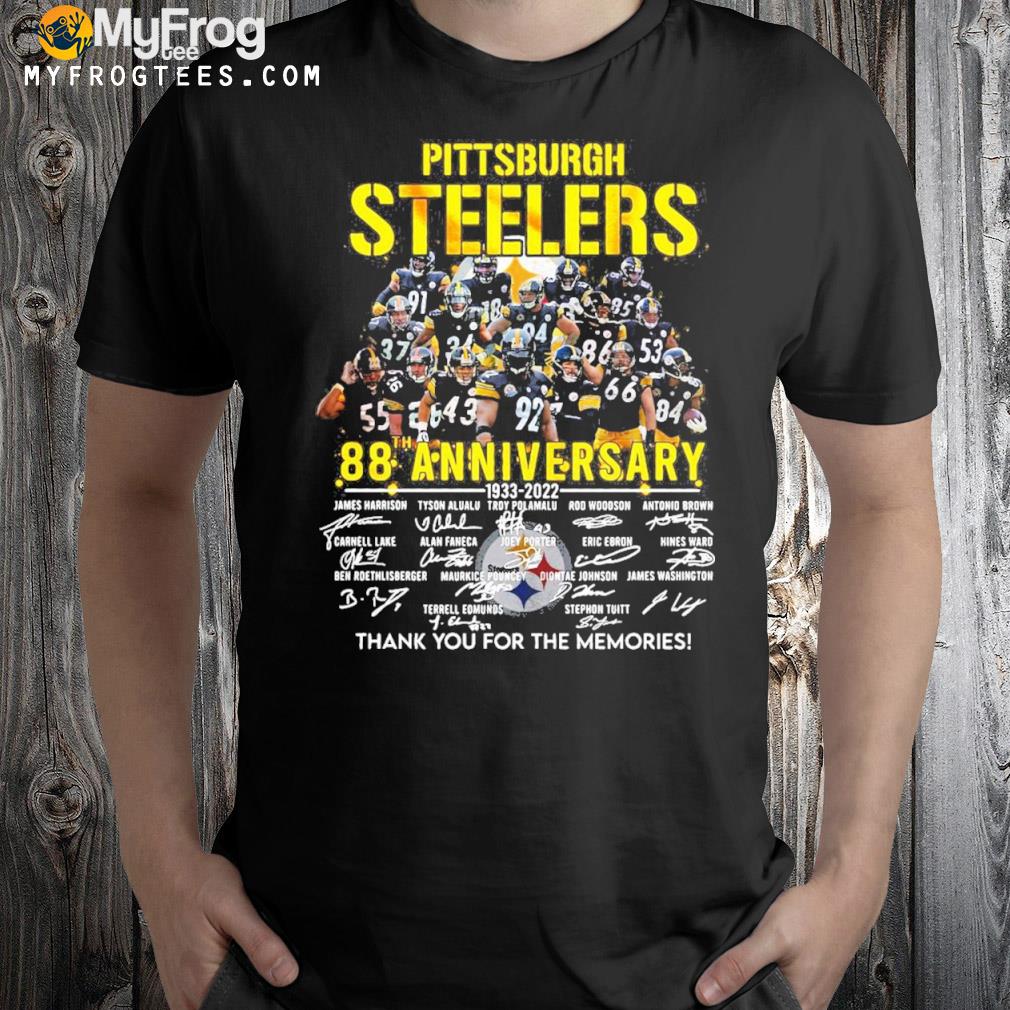 Official Pittsburgh Steelers 88th Anniversary 1933-2022 Signature Thank You For The Memories T-shirt