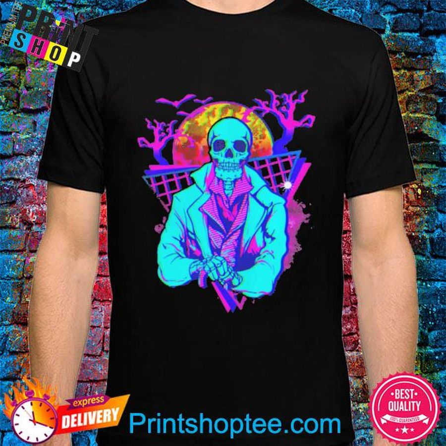 Official Purple Glitch Skeleton Art Halloween Illustration shirt