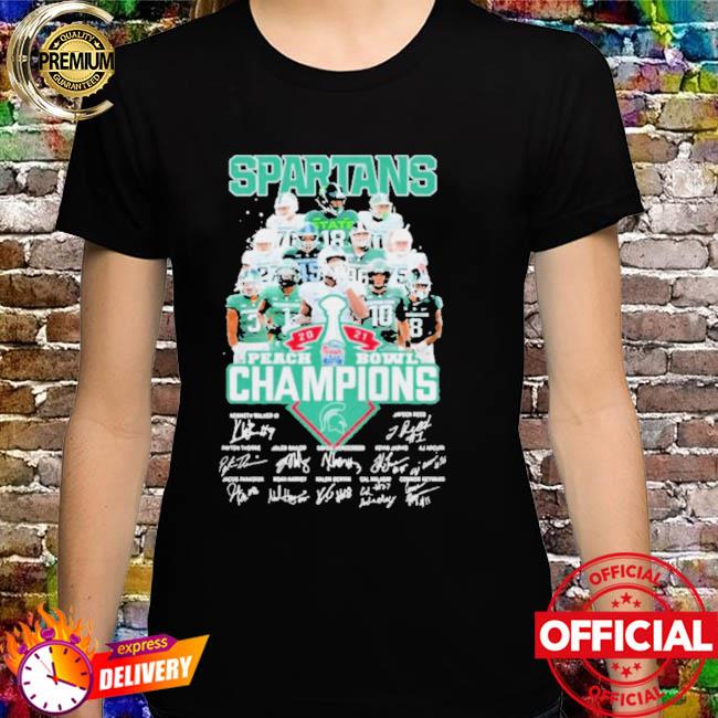 Official Spartans 2021 peach bowl champions signatures shirt