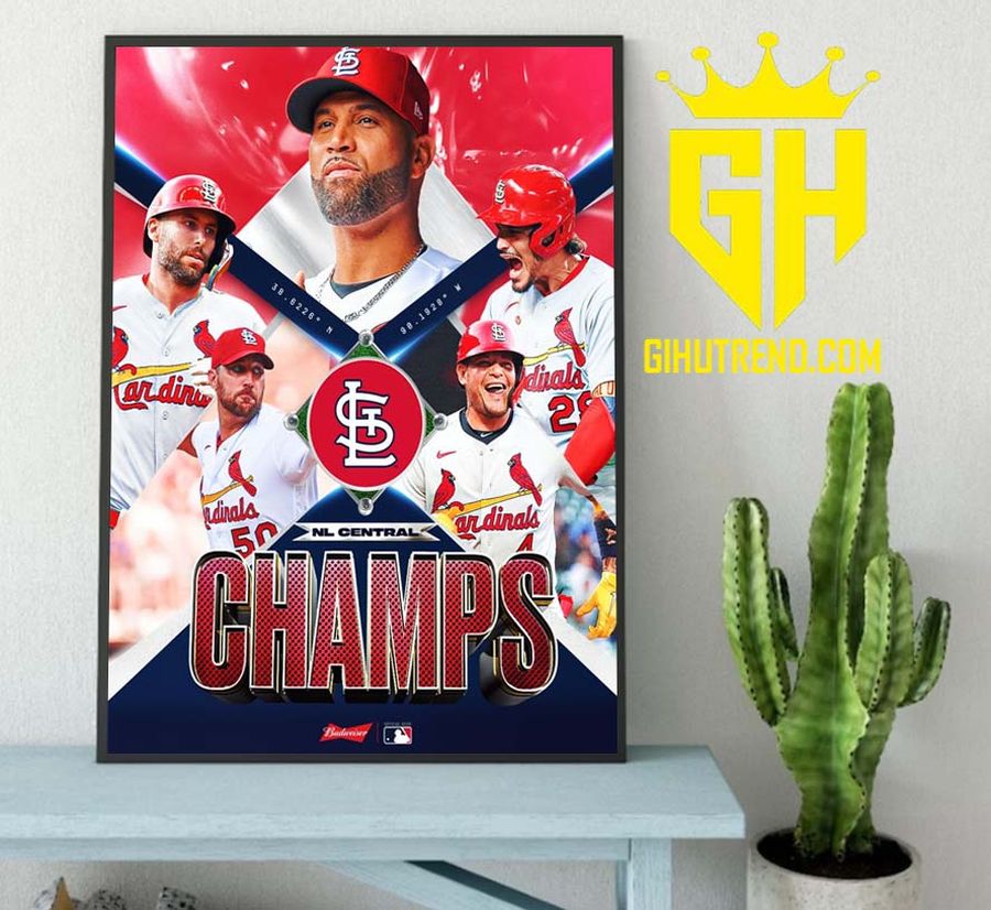 Official St. Louis Cardinals Team Champion 2022 Nl Centra Poster Canvas