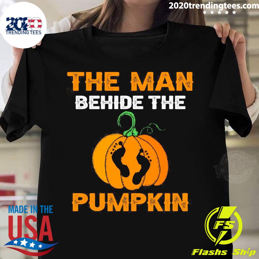 Official the Man Behind The Pumpkin Halloween Single Dad T-shirt