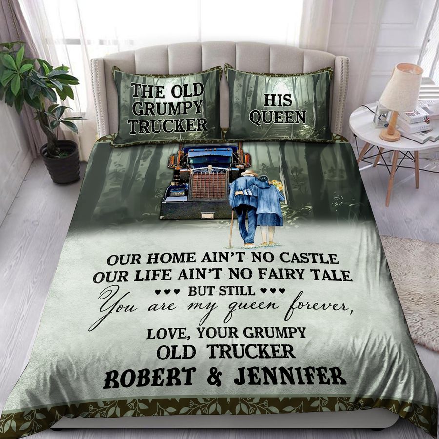 Old Truck Driver And His Queen Bedding Set Duvet Cover Set
