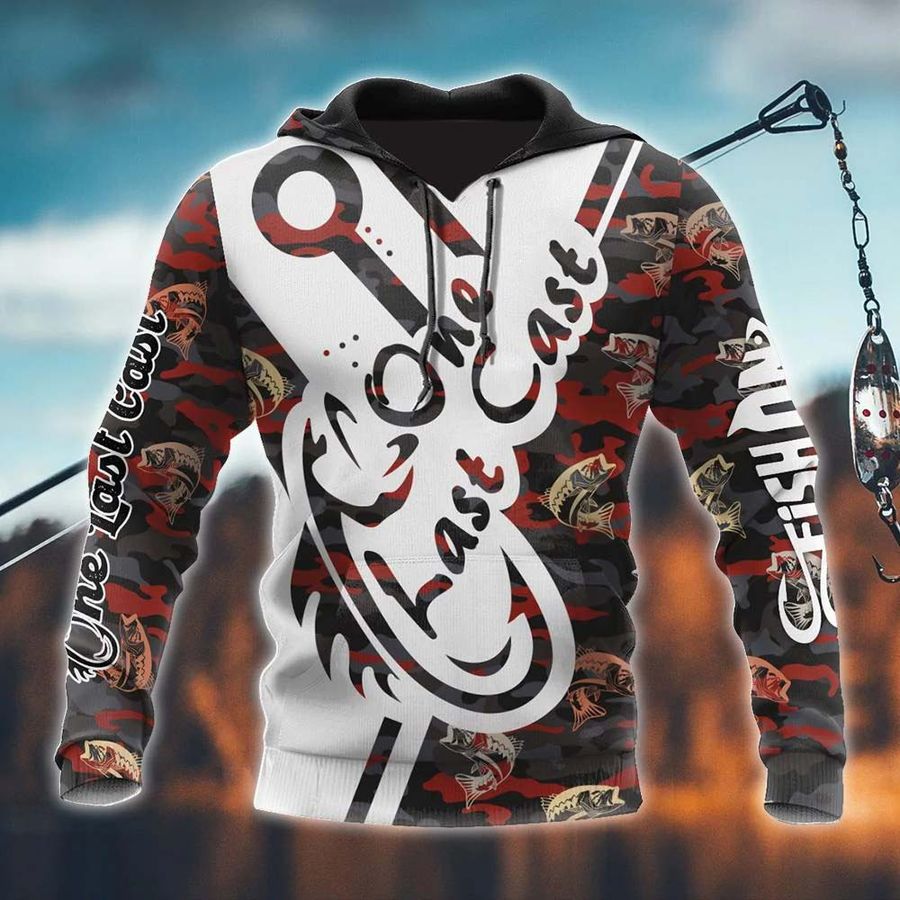 One Last Cast Camo 3D Hoodie Gifts For Fishing Lovers