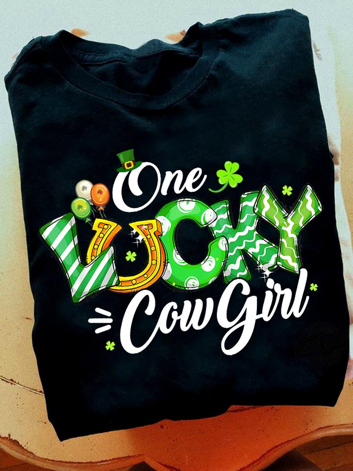One Lucky Cow Girl Happy St Strick's Day Shirt