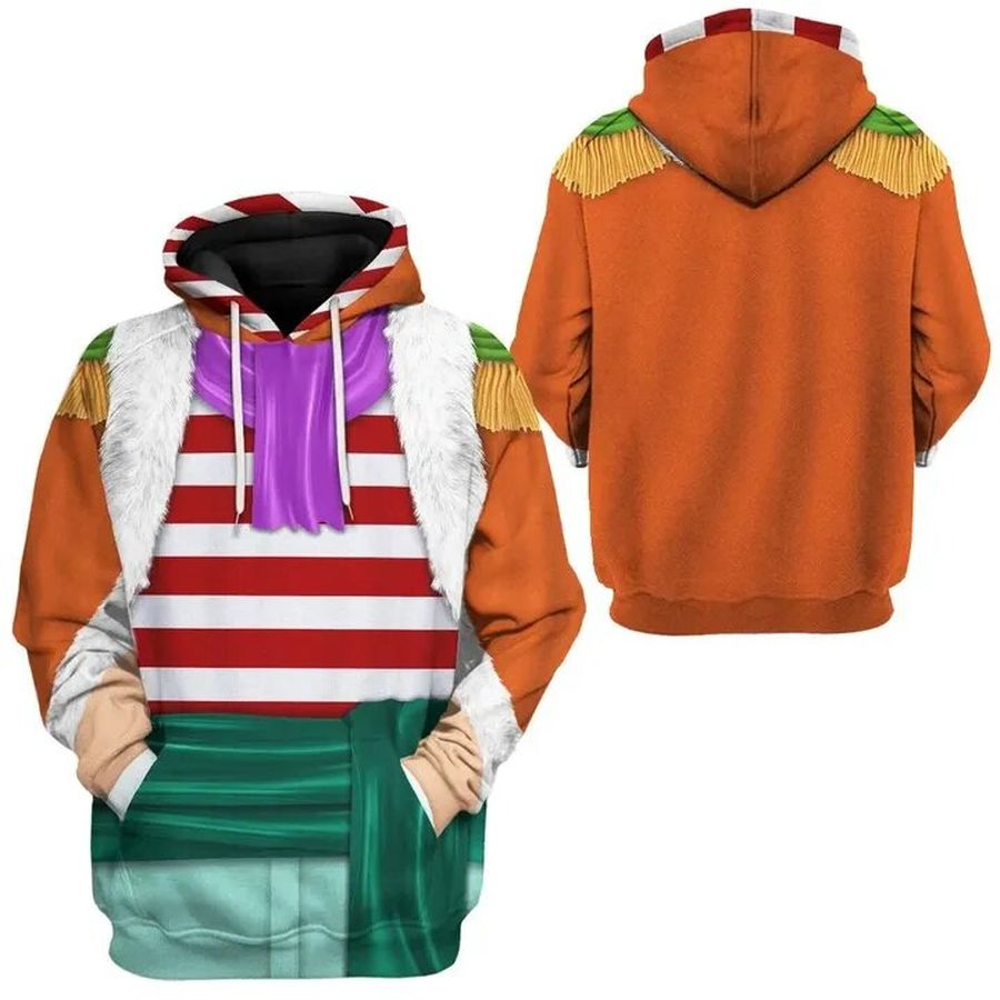 One Piece Shirt One Piece Shichibukai Buggy Costume Multicolor Hoodie Adult Colorful Full Print
