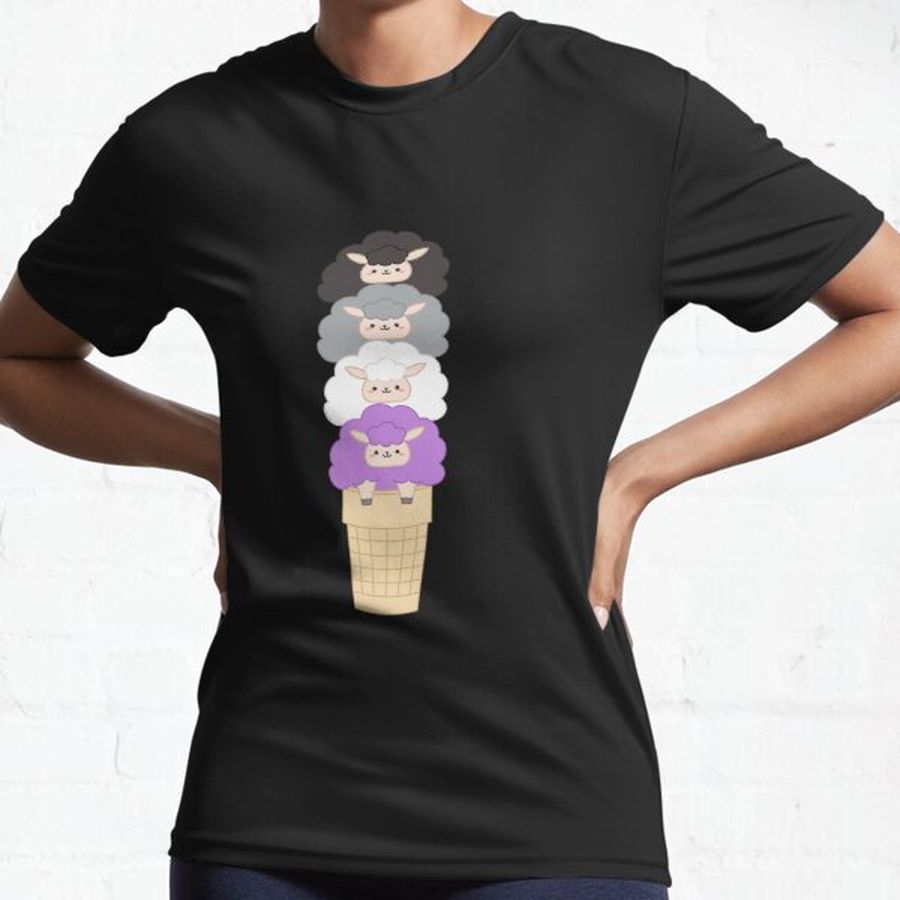 Pastel Asexual Pride Flag Ice Cream Sheep Stack Active T-Shirt