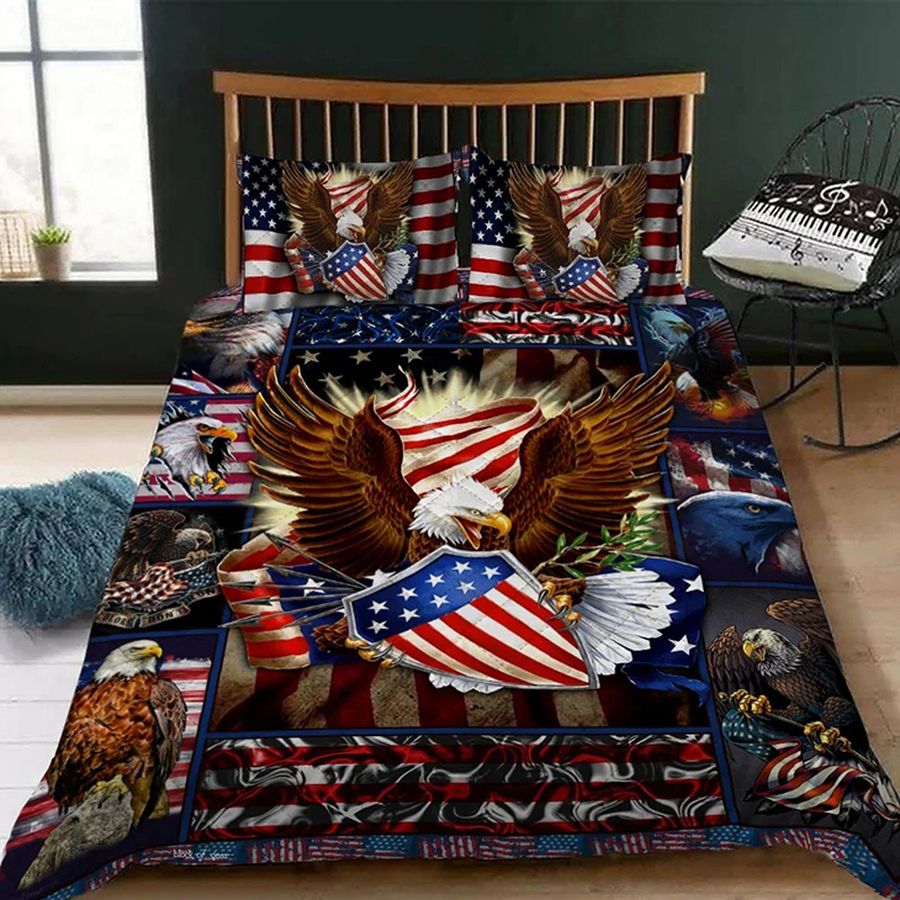 Patriotic America Eagle Quilt Bedding Set