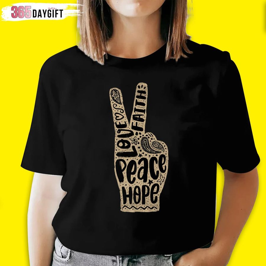 Peace Hand Gesture With Words Peace Sign Hand Gesture T Shirt