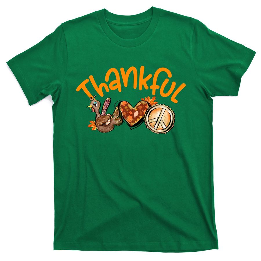 Peace Hand Sign Thankful Turkey Thanksgiving Grateful Blessed Fall T-Shirts