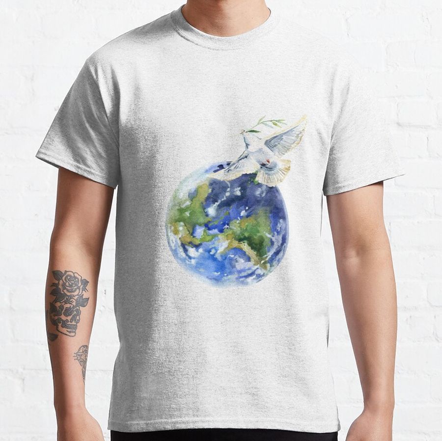 Peace On Earth. white dove Classic T-Shirt