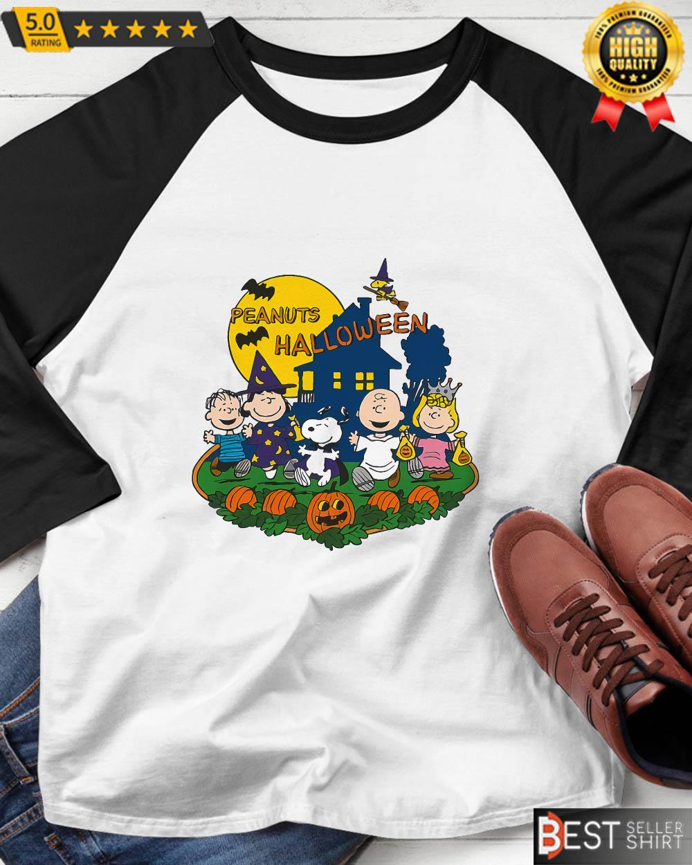 Peanuts Characters Snoopy Charlie Brown Woodstock Halloween Night Raglan Shirt