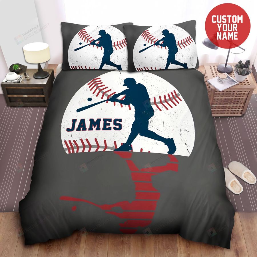 Personalized Baseball Player Reflection Bed Sheets Spread Comforter Duvet Cover Bedding Sets