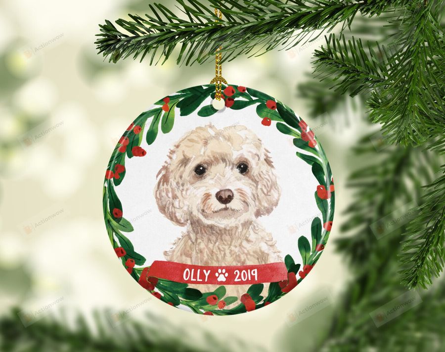 Personalized Cockapoo Ornament, Dog Lover Ornament, Christmas Gift Ornament   9688