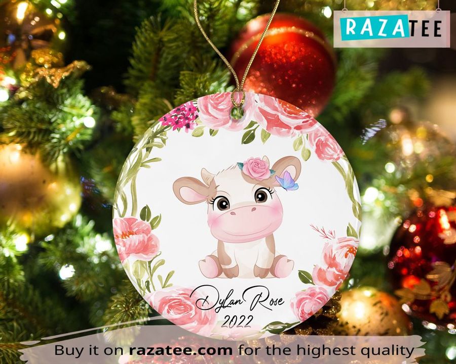 Personalized Cow Ornament, Christmas Gift For Kids, Cute Ornament For Baby