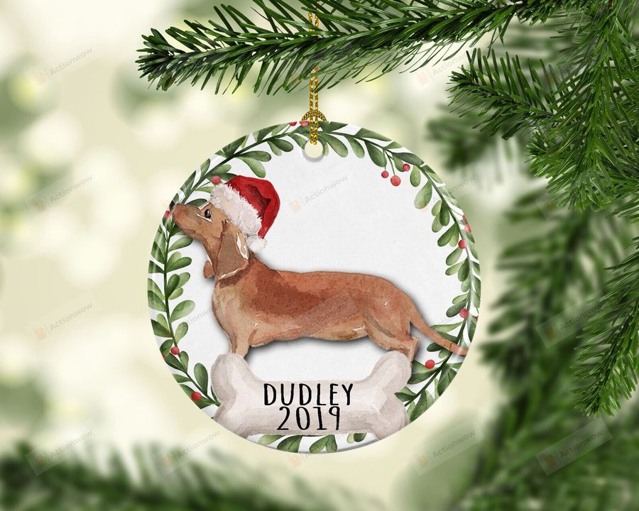 Personalized Dachshund Ornament, Dog Lover Ornament, Christmas Gift Ornament   8017