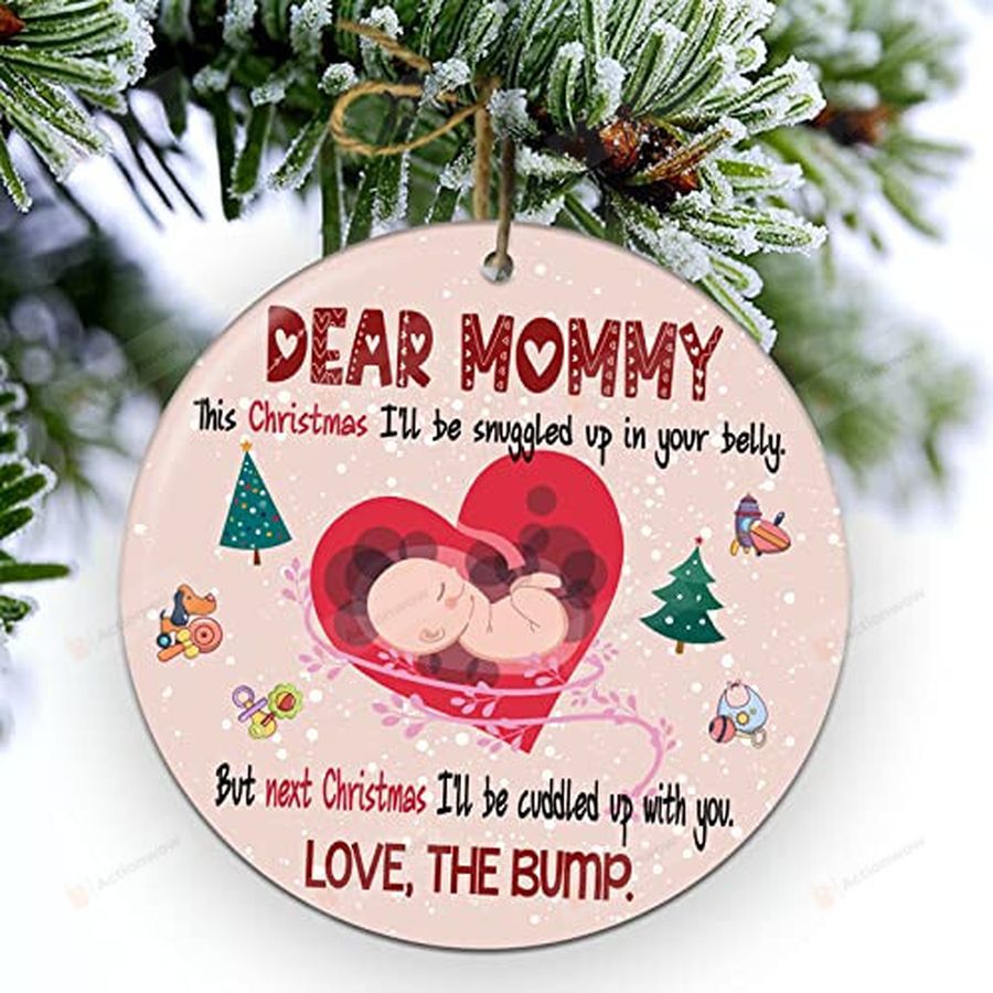 Personalized Dear Mommy Merry Christmas Baby's Sonogram Ornament   This Christmas I'll Be Snuggled Up In Your Belly Ornament   Gifts For New First Mom, Mommy To Be Merry Christmas From The Bump 26