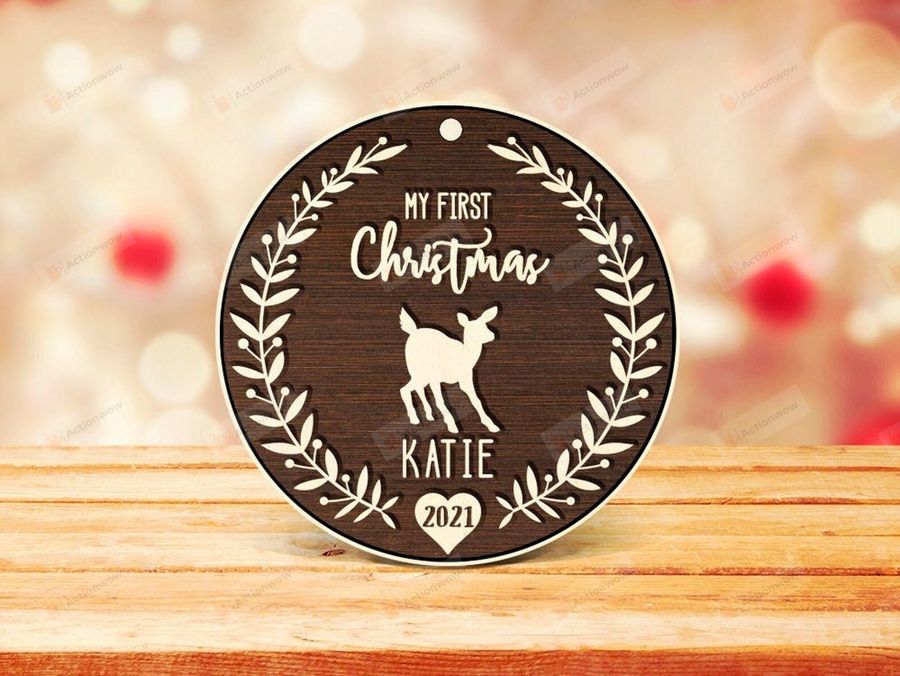 Personalized Deer Baby's First Christmas Ornament, Deer Lover Gift Ornament, Christmas Keepsake Gift Ornament   5394