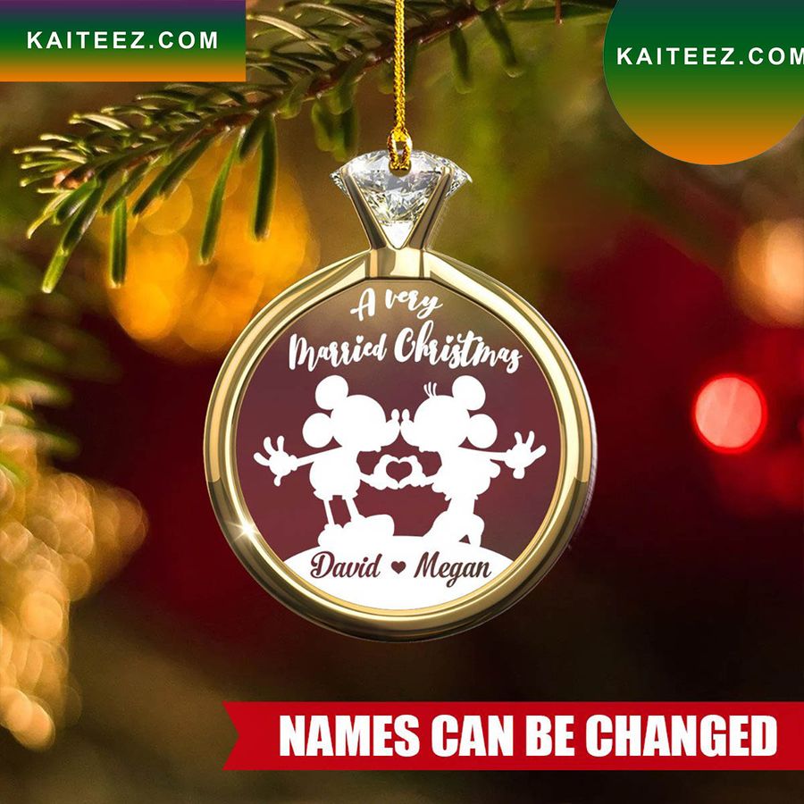 Personalized Diamond Ring Mickey Mouse Minnie Mouse Custom Christmas Ornament